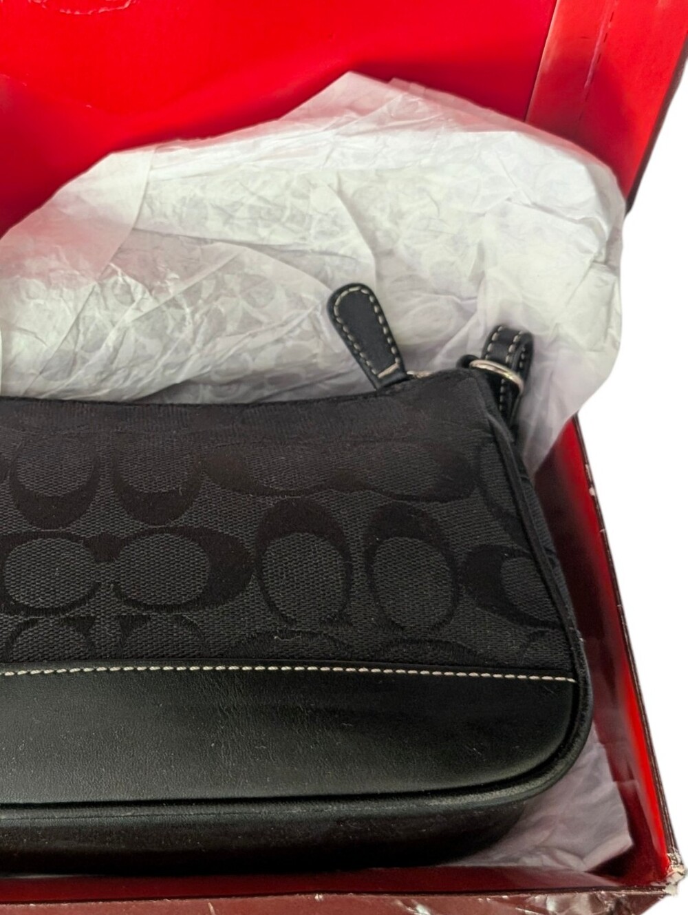 Coach Vintage y2k Black Hamptons Demi Mini Monogram Bag Leather Jacquard - Picture 3 of 5